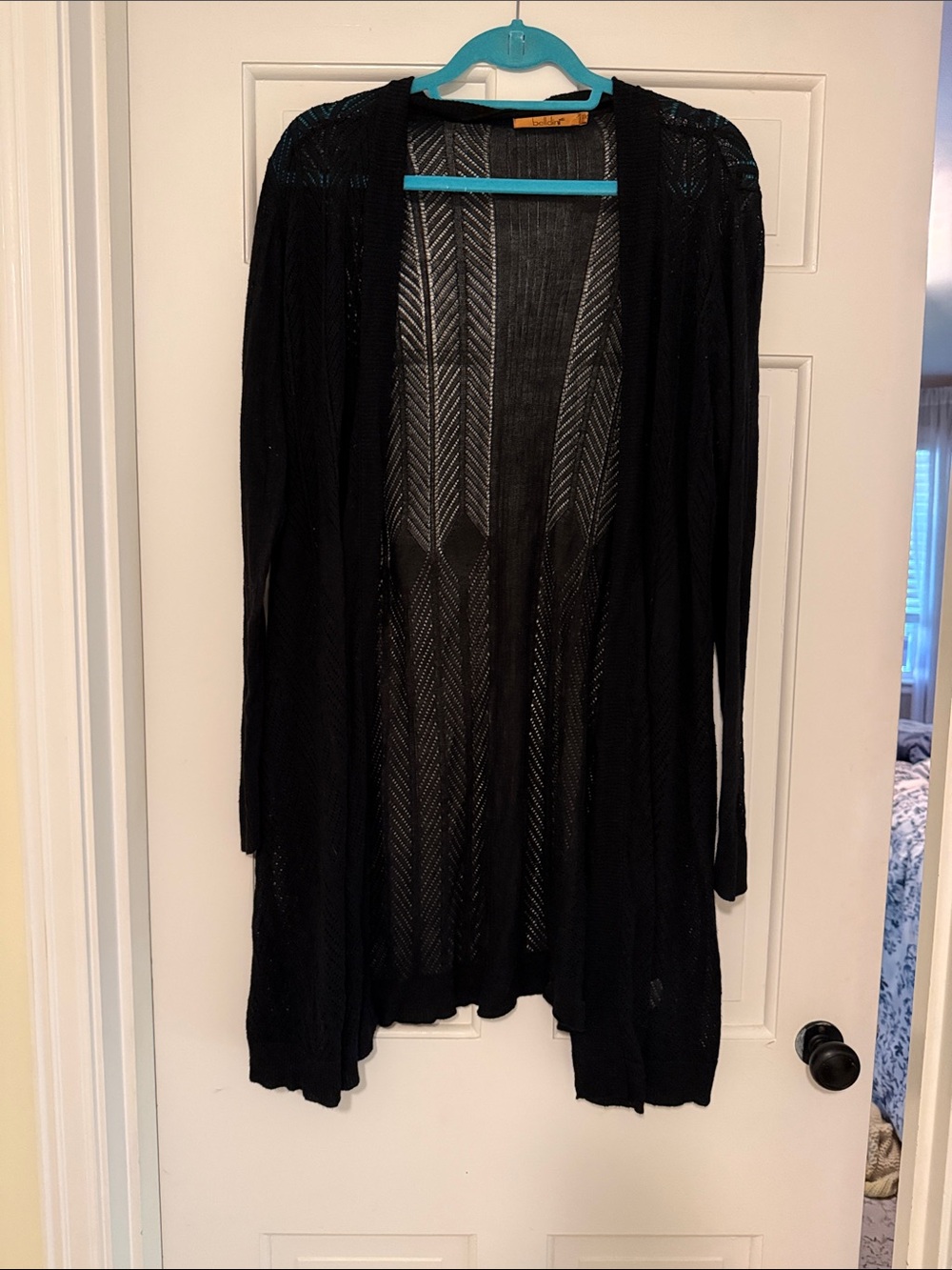 Belldini Black Open-Front Knit Cardigan